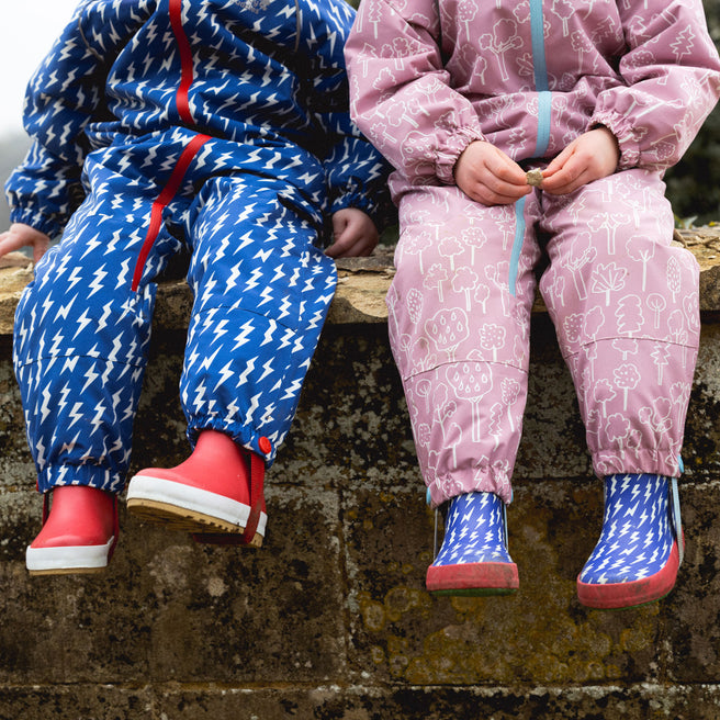 EcoSplash Waterproof Fleece Lined Puddle Suit Blue Lightning